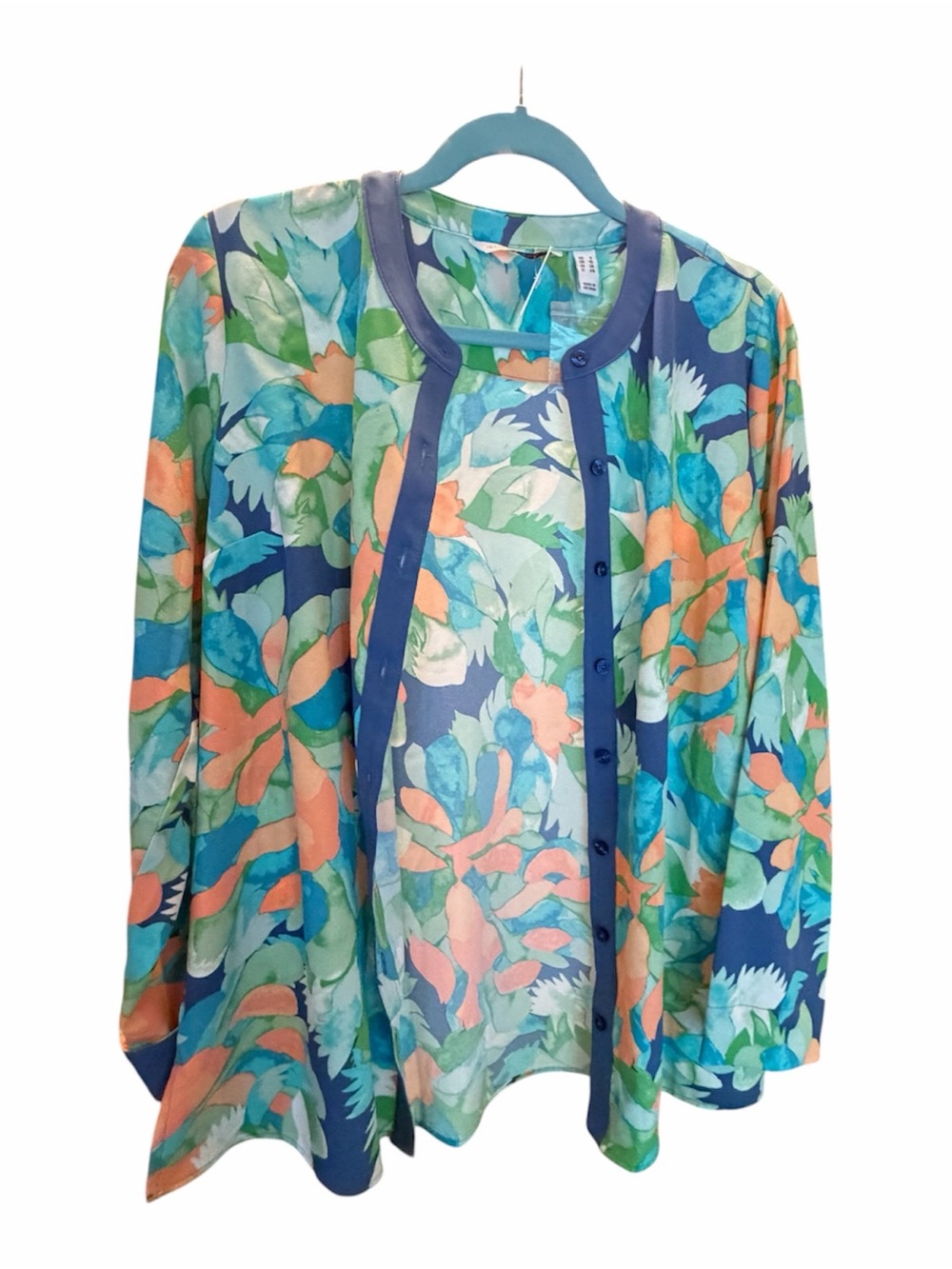 Isaac Mizrahi Live! Watercolor Floral Button Down Blouse Size 6 NWOT